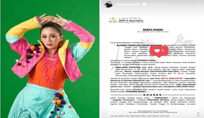 Fenny Frans Tunjuk ARN Jadi Kuasa Hukum Gugat Cerai Mustadir Dg Sila