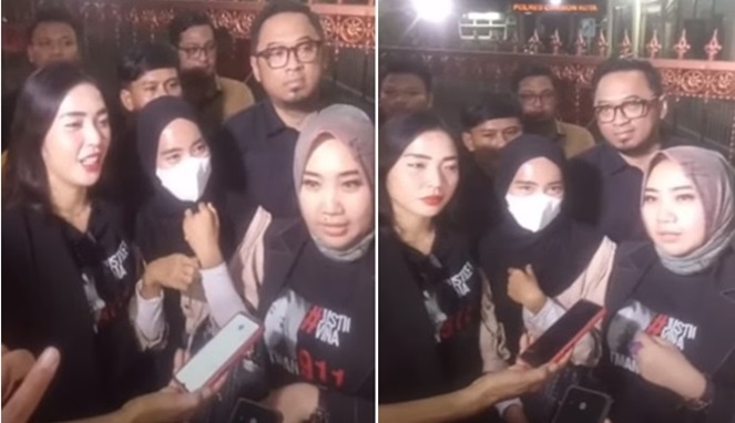 Linda Teman Vina (tengah) saat memberikan keterangan kepada wartawan di Polres Cirebon. 