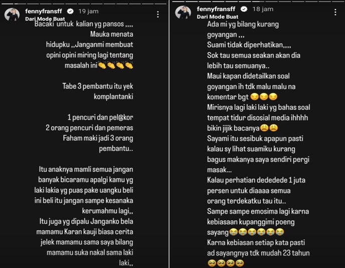 Unggahan Story Instagram Fenny Frans