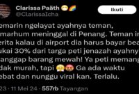 Tangkapan layar unggahan akun @ClarissaIcha di X Twitter