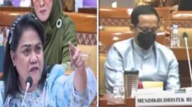 Anggota Komisi X DPR Fraksi Demokrat Anita Jacoba Gah murka dan Mendikbud Nadiem Makarim (Foto Kolase)