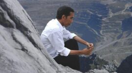 Presiden Jokowi dengan latar belakang wilayah penambangan Freeport di Papua. (Ist)