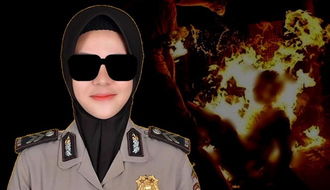 Polwan di Kota Mojokerto Briptu FN bakar hidup-hidup suami, Briptu RDW (Foto Ilustrasi/Kolase)