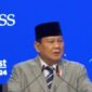 Prabowo saat berbicara di konferensi keamanan utama Asia Dialog Shangri-La pada Sabtu (1/6/2024).