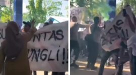 Aksi Demo Siswa SMAN 11 Makassar  (Foto Kolase)