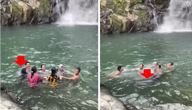 Detik-detik dua siswa SMAN 1 Maros Hilang di Kolam Air Terjun Jami Kantisan (Tangkapan Layar Video)