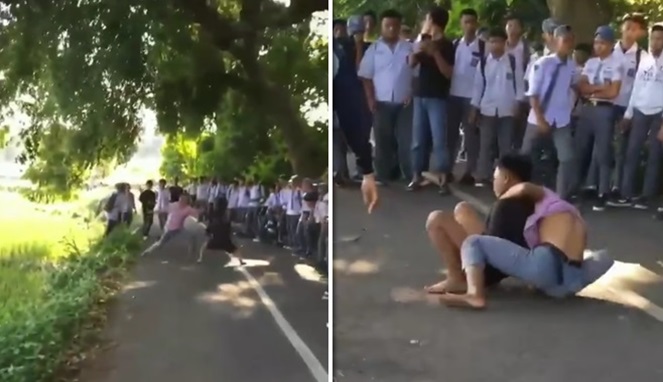 Tangkapan Layar Video Viral Dua Pelajar di Jeneponto Duel