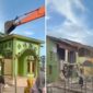 Salah satu rumah warga yang juga adalah seorang anggota TNI di Desa Maraoneng dieksekusi (Tangkapan Layar Video/Kolase).