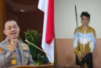Kapolda Sumbar, Irjen Suharyono dan Afif Maulana memegang pedang panjang tersebar di media sosial (Foto Kolase