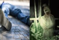 Foto Ilustrasi Kolase Pingsan dan Penampakan Pocong