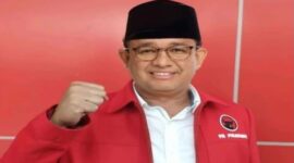 Foto meme Anies Baswedan menggunakan jas merah PDIP (Ist)