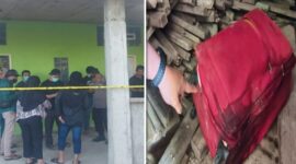 Lokasi penemuan jasad perempuan dalam koper merah yang kini dipasangi garis polisi (Foto Kolase)