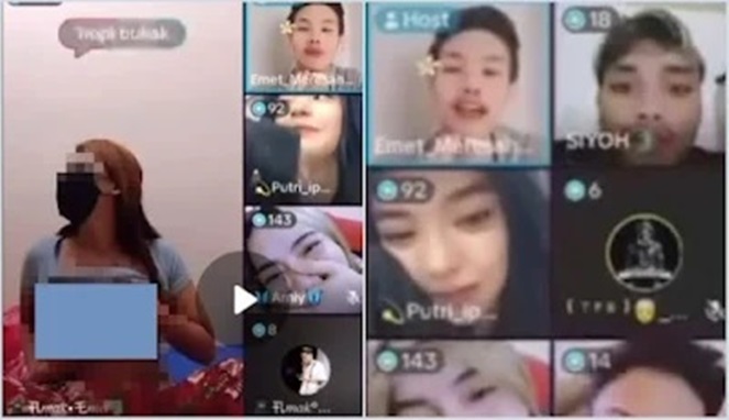 Tangkapan layar video perempuan inisial F yang Pamer Payudara di Live TikTok