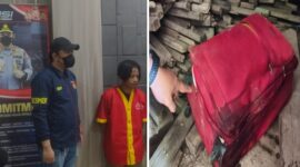 Foto Kolase :  Pelaku AR dan Mayat Wanita dalam koper merah di Pangkep (Ist)