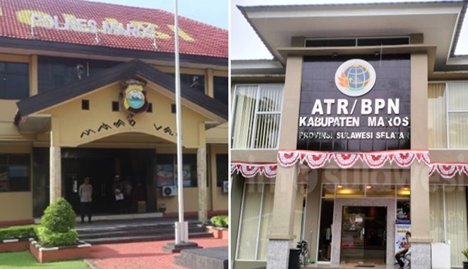 Kantor Polres Maros dan ATR/BPN Maros (Foto Kolase/Ist)