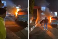 Demonstrasi anarkis pendemo berujung pembakaran angkutan umum di Makasar (Foto Kolase/Ist)