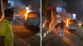 Demonstrasi anarkis pendemo berujung pembakaran angkutan umum di Makasar (Foto Kolase/Ist)