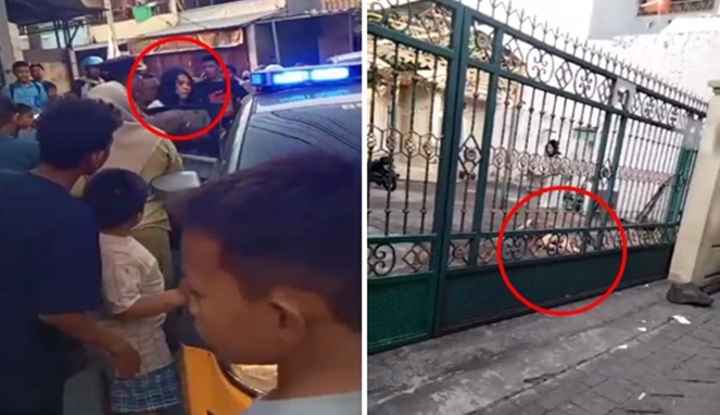 Foto Kolase : Sarniaty Diamankan Polisi dan Ibu Kandung Terkapar Usai Diparangi Anak Kandung
