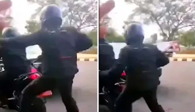 Foto Kolase Paspampres Jatuh dari Motor (Ist)