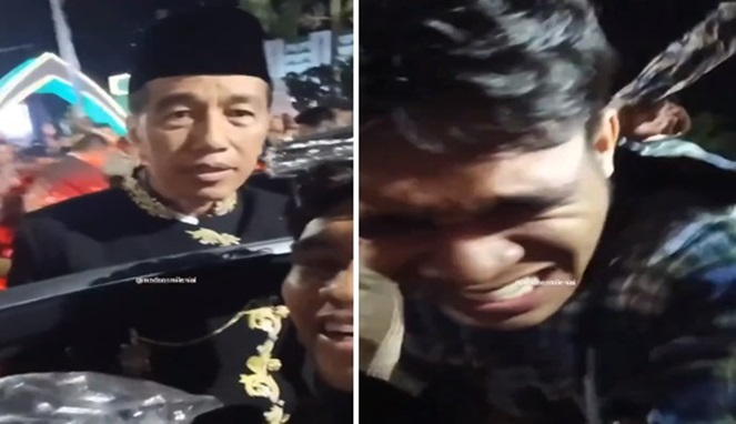 Foto Kolase : Pemuda selfie dengan Jokowi dan menjadi korban pemukulan dari Paspampres