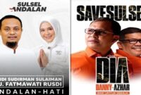 Foto Kolase Poster Andi Sudirman Sulaiman-Fatmawati Rusdi dan Danny Pomanto-Azhar Arsyad (Ist)