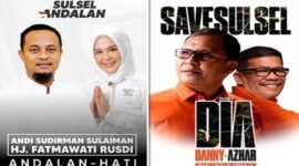 Foto Kolase Poster Andi Sudirman Sulaiman-Fatmawati Rusdi dan Danny Pomanto-Azhar Arsyad (Ist)