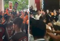 Foto Kolase : Suasana tim pendukung paslon di Hotel Dalton, Makassar nyaris bentrok (Ist)