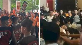 Foto Kolase : Suasana tim pendukung paslon di Hotel Dalton, Makassar nyaris bentrok (Ist)