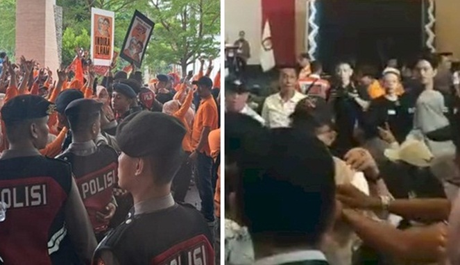 Foto Kolase : Suasana tim pendukung paslon di Hotel Dalton, Makassar nyaris bentrok (Ist)