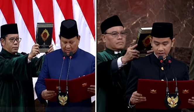 Foto Kolase : Pelantikan Presiden 2024 dan Pelantikan Wakil Presiden, Prabowo Subianto dan Gibran Rakabuming Raka
