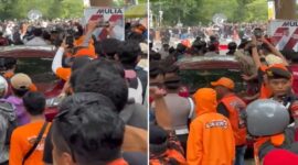 Tangkapan Layar Video : Massa pendukung DIA Dilempari dengan Batu
