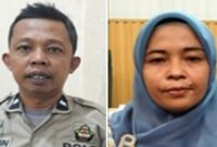 Kolase : Aipda Marthyn Surya Pamula dan istrinya, Bahrani (Foto Ditkrimum Polda Sulsel)