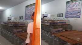 Foto Kolase : Aktvitas pekerja di Pabrik Air Minum bermerk MineralQu di Kawasan Tamarunang, Gowa.