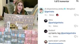 Foto Kolase Mira Hayati dan Komentar Tagar Gerindra dr Oky Pratama