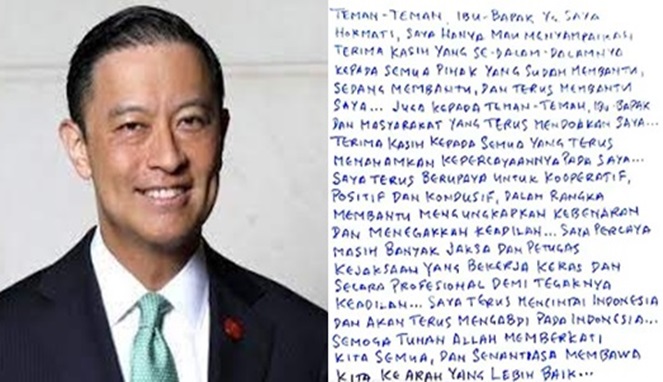 Foto Kolase : Tom Lembong dan Tulisan Surat dari Balik Jeruji