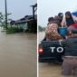 Foto Kolase : Kapolres Barru Terobos Banjir dan Evakuasi Warga