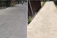 Foto Kolase : Dua Proyek Jalan Rabat Beton di Kabupaten Barru, rusak parah.