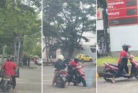 Foto Kolase : Pengemis Baru dengan modus pura-pura mogok minta uang bensin