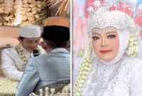 Foto Kolase : Pengantin Pria Saat Mengucapkan Ijab Kabul dan Istri Rika Amiyana (Ist)