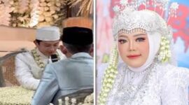 Foto Kolase : Pengantin Pria Saat Mengucapkan Ijab Kabul dan Istri Rika Amiyana (Ist)