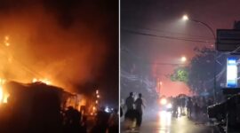 Foto Kolase : Suasana Kebakaran di Gudang Tinumbu dan Area Dekat Polsek Biringkanaya
