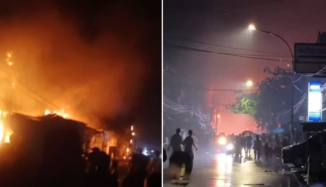 Foto Kolase : Suasana Kebakaran di Gudang Tinumbu dan Area Dekat Polsek Biringkanaya