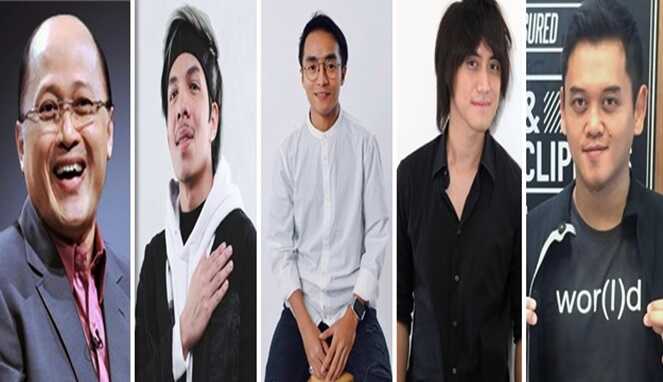 Foto Kolase : Motivator Mario Teguh, YouTuber Atta Halilintar, penceramah Taqy Malik, keyboardist Kevin Aprillio, dan drummer band Nidji Adri Prakarsa