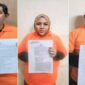 Foto Kolase : Tiga Tersangka Bos Merkuri di Makassar Mengenakan Baju Oranye (Ist)