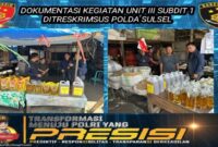 Tim Subdit 1 Indag Ditreskrimsu Polda Sulsel mengecek stablitas harga minyak goreng di Pasar Tradisional (Dok Polda Sulsel).