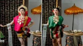 Foto Kolase : Peserta Perempuan mengenakan baju bodo pakaian khas Sulsel (Ist)