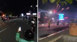 Foto Kolase : Warga dan Mahasiswa di Makassar Bentrok Gara-gara Jalan Diblokade Tiga Hari (Tangkapan Layar Video).