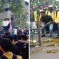 Foto Kolase : Aksi demonstrasi mahasiswa ricuh diwarnaoi aksi lempar kotoran sebagi simbol kekecewaan terhadap pemerintah. (Ist)