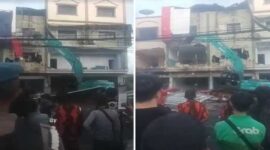 Foto Kolase : Suasan Eksekusi 11 Bangunan di Jalan AP Pettarani