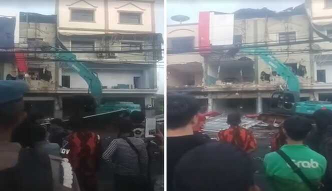 Foto Kolase : Suasan Eksekusi 11 Bangunan di Jalan AP Pettarani